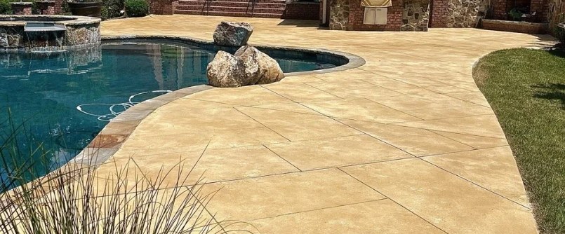 Slate overlay pool deck