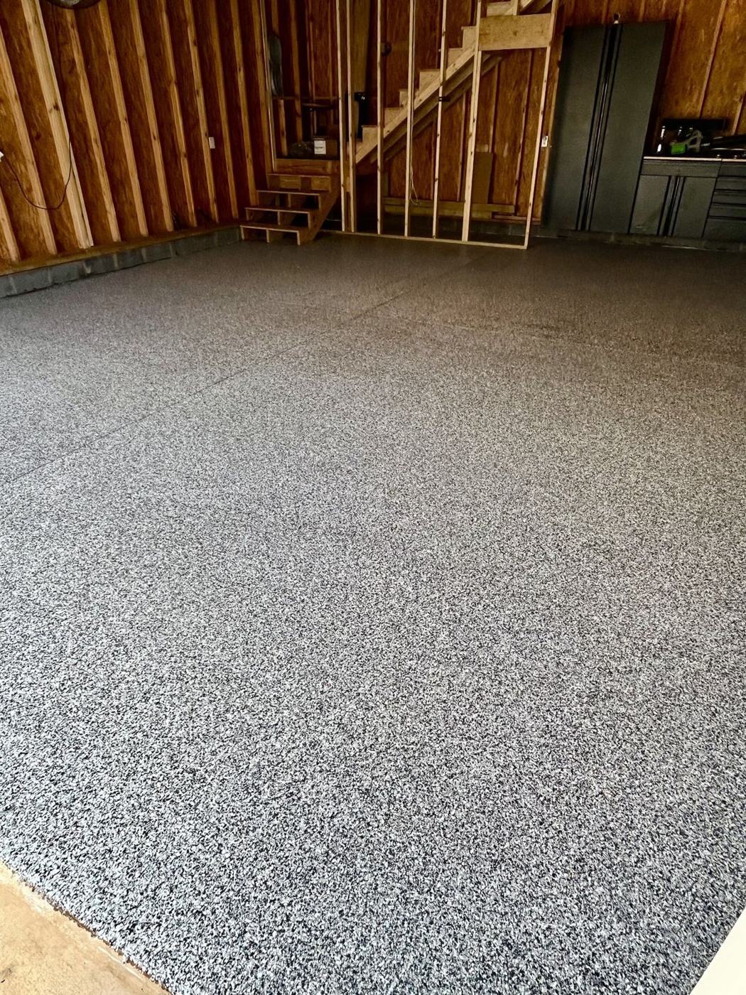 Epoxy Flake Garage after, by Elite Surfaces