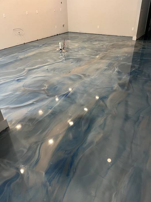 Blue metallic epoxy by Elite Surfaces in Charlotte NC