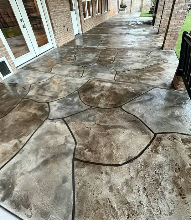Stained flagstone porch overlay