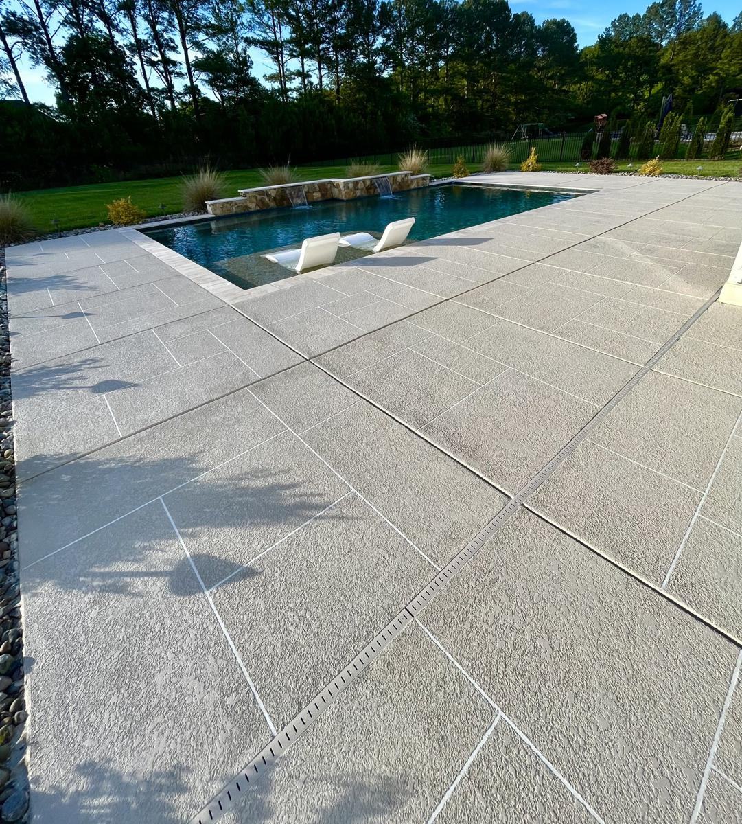 Pool deck overlay in Charlotte NC by Elite Surfaces